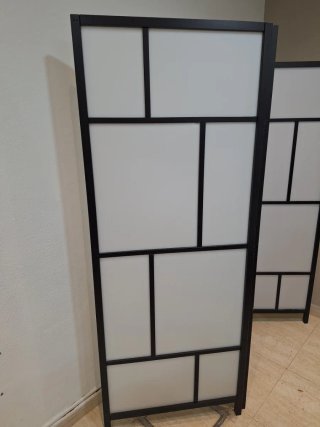 Biombo RISÖR blanco/negro 216x185 cm
