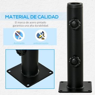 Soporte Parasol Cemento 34/38/48mm Negro Fijo
