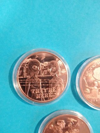 3 Onzas Cobre Puro Monedas Aliens