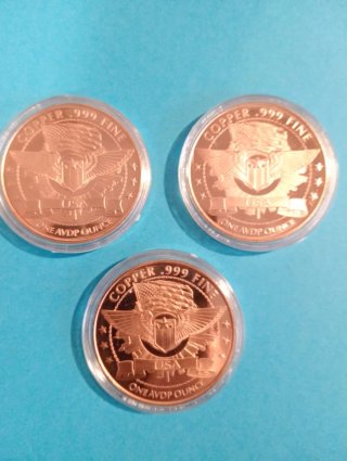 3 Onzas Cobre Puro Monedas Aliens