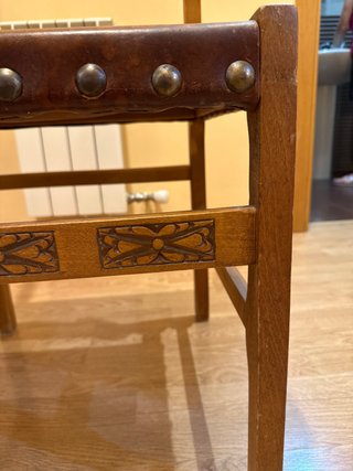 Silla rústica madera y cuero