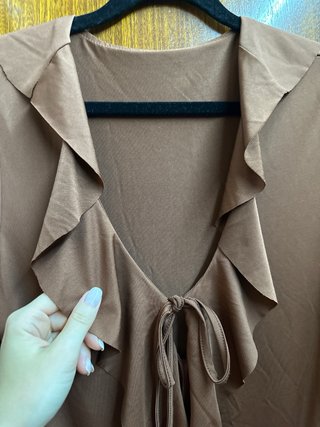 Vestido corto marrón volantes Temu Talla S