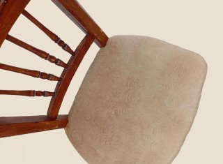Lote 6 Sillas Madera Torneada Tapizadas Beige