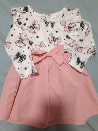Vestido niña lazo rosa blanco