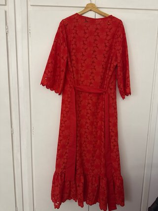Vestido rojo largo encaje