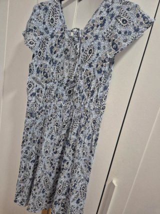 Vestido estampado paisley azul y blanco