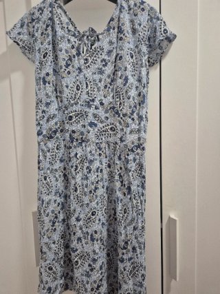 Vestido estampado paisley azul y blanco