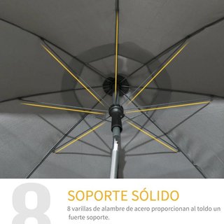 Sombrilla Playa UV50+ Ajustable Ø180 Gris Oscuro