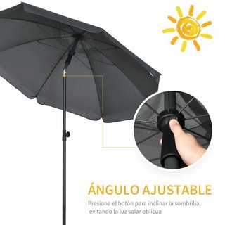 Sombrilla Playa UV50+ Ajustable Ø180 Gris Oscuro