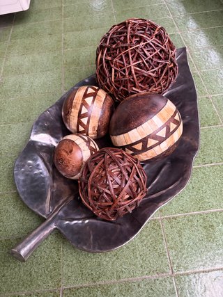 Centro de mesa hoja metal plateado