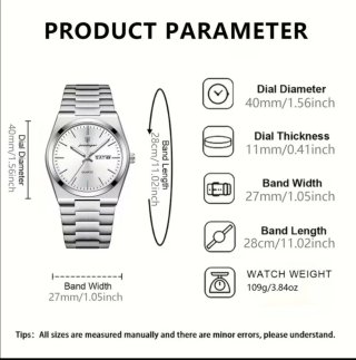 Reloj Poedagar Clásico Hombre Plata/Blanco