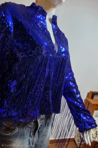 Chaqueta fiesta lentejuelas azul Klein XL
