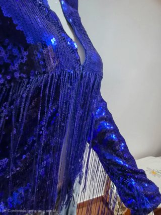 Chaqueta fiesta lentejuelas azul Klein XL