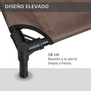 Cama Elevada Perros Gato Transpirable 76x61 Marrón