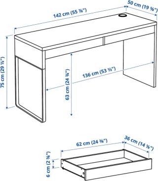Escritorio Ikea Mickey Matton Negro 2 Cajones