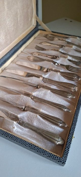 Set posate da dolce 6 pz manico argento