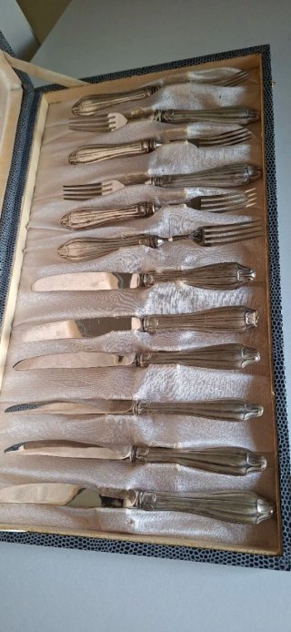 Set posate da dolce 6 pz manico argento
