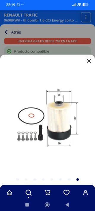 Filtro Gasoil Renault Trafic 3 2019
