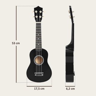 Ukelele Soprano 4 Cuerdas Nylon Ajustable Negro