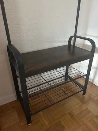 Perchero zapatero metal y madera