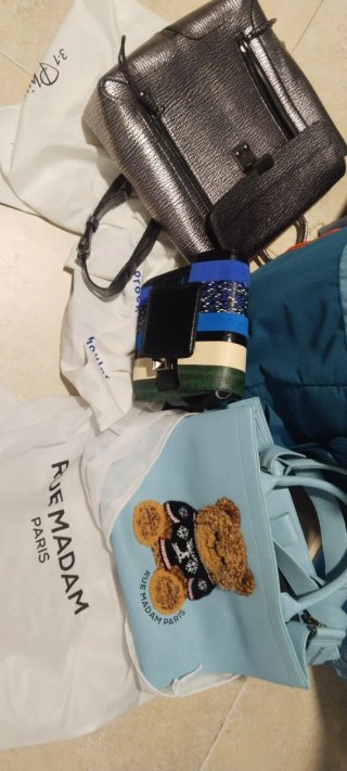 Bolso plateado y azul mujer