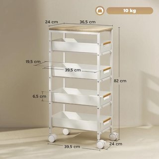 Carro Cocina 5 Niveles con Ruedas Cajones Blanco