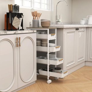 Carro Cocina 5 Niveles con Ruedas Cajones Blanco