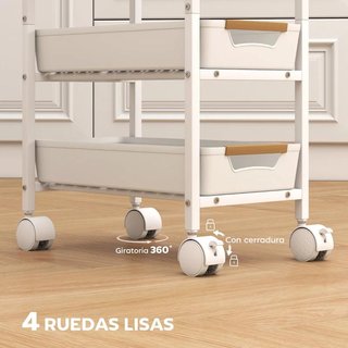 Carro Cocina 5 Niveles con Ruedas Cajones Blanco