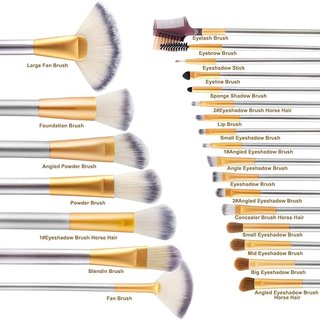 Set 18 Pcs Brochas Maquillaje Beige/Oro