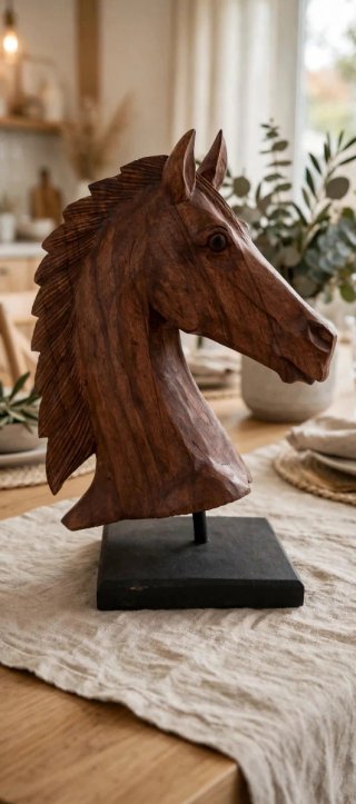 Cabeza de caballo de madera estilo bohemio