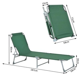 Cama Camping Plegable 4 Posiciones Ajustable Verde