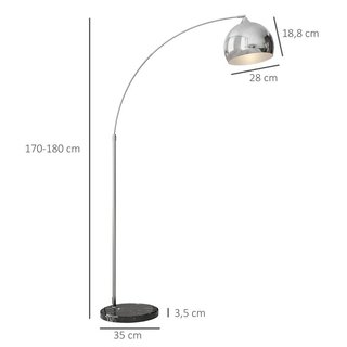 Lámpara Pie Arco Moderna E27 Interruptor Plata