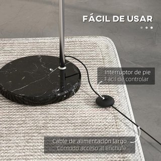 Lámpara Pie Arco Moderna E27 Interruptor Plata
