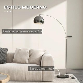 Lámpara Pie Arco Moderna E27 Interruptor Plata