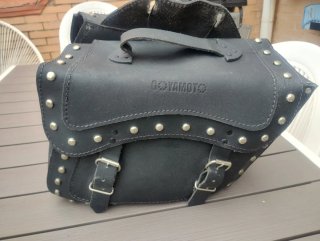 Alforjas Moto Custom Cuero Tachuelas