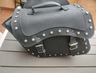Alforjas Moto Custom Cuero Tachuelas