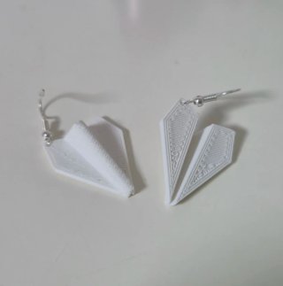 Pendientes Avion de Papel impresos en 3D