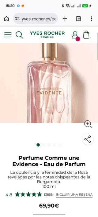 Perfume Evidence Eau de Parfum Yves Rocher 100ml