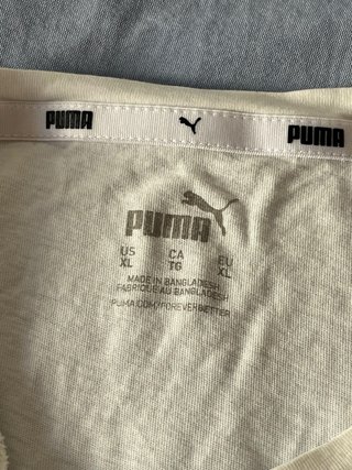 Camiseta Puma Blanca Logotipo Negro talla xl niños