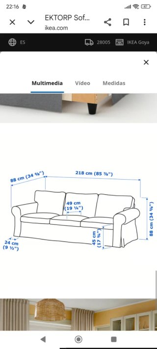 Sofá Ikea EKTORP 3 plazas - Kilanda Beige Claro