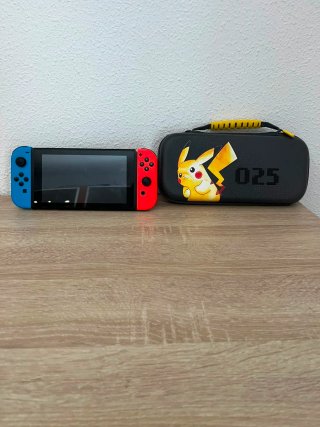 nintendo switch + joy-con + dock + funda pokémon