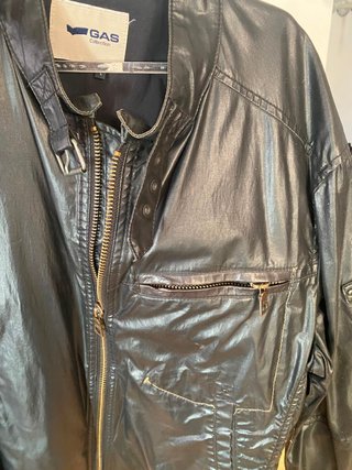 Chaqueta Negra Cuero y Tela