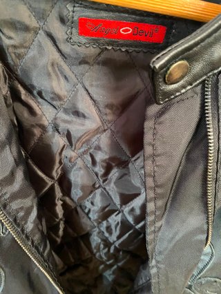 Chaqueta Negra Cuero y Tela