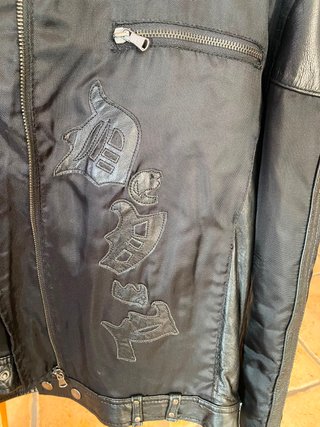 Chaqueta Negra Cuero y Tela