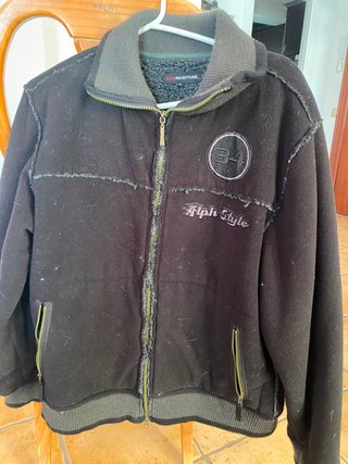 Chaqueta Negra Cuero y Tela