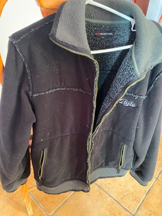 Chaqueta Negra Cuero y Tela