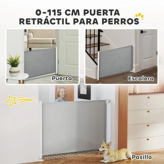 Barrera Mascotas Extensible Gris Acero 115cm