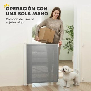 Barrera Mascotas Extensible Gris Acero 115cm