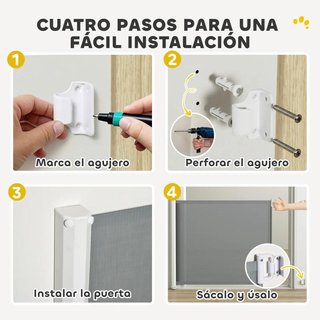 Barrera Mascotas Extensible Gris Acero 115cm
