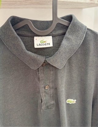 Polo Lacoste gris jaspeado manga larga Talla L